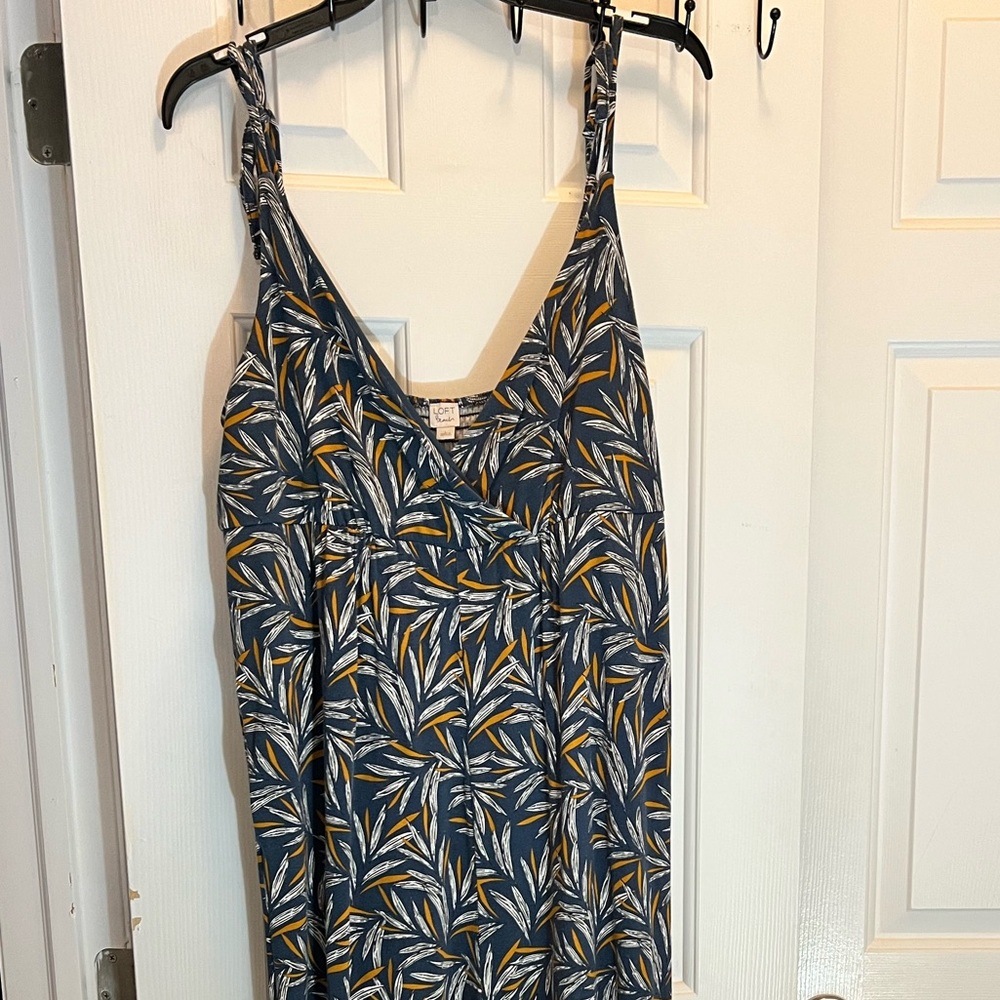 LOFT Blue and Yellow Leaf jumpsuit